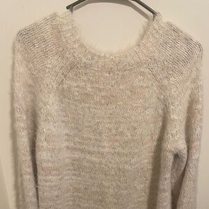 Lou & Grey Pale Pink Fuzzy Soft Knit Crewneck Sweater Size Small